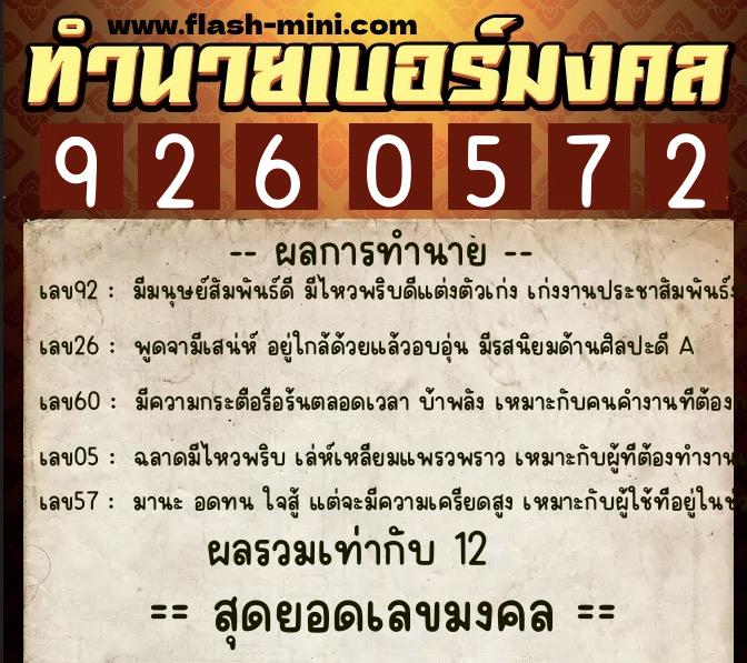 ทำนายเบอร์มงคล 0XX-9260572 ทำนายเบอร์มงคล หมายเลข 083-926057 ทำนายเบอร์มงคล 0XX-9260572 ทำนายเบอร์มงคล หมายเลข 083-926057