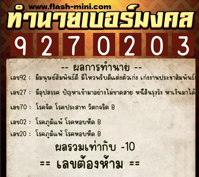 ทำนายเบอร์มงคล 0XX-9270203 ทำนายเบอร์มงคล หมายเลข 098-927020 ทำนายเบอร์มงคล 0XX-9270203 ทำนายเบอร์มงคล หมายเลข 098-927020