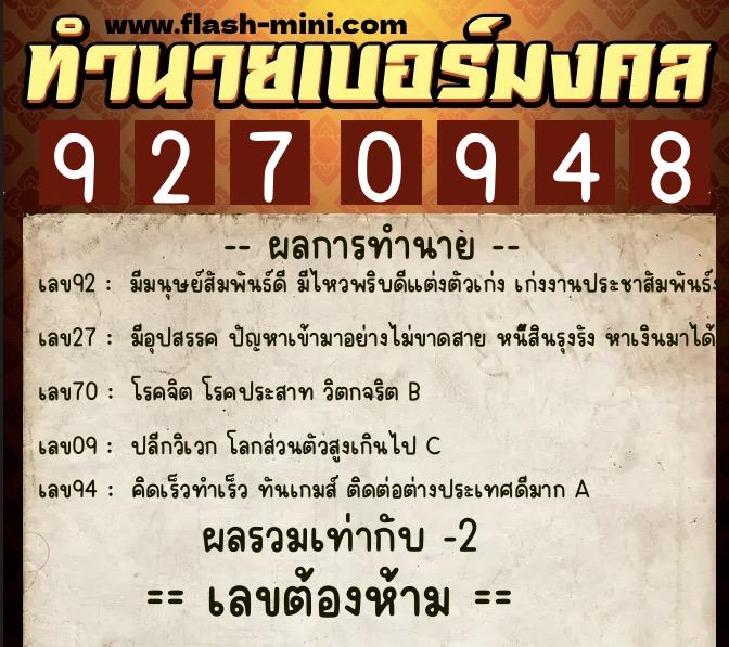 ทำนายเบอร์มงคล 0XX-9270948 ทำนายเบอร์มงคล หมายเลข 061-927094 ทำนายเบอร์มงคล 0XX-9270948 ทำนายเบอร์มงคล หมายเลข 061-927094