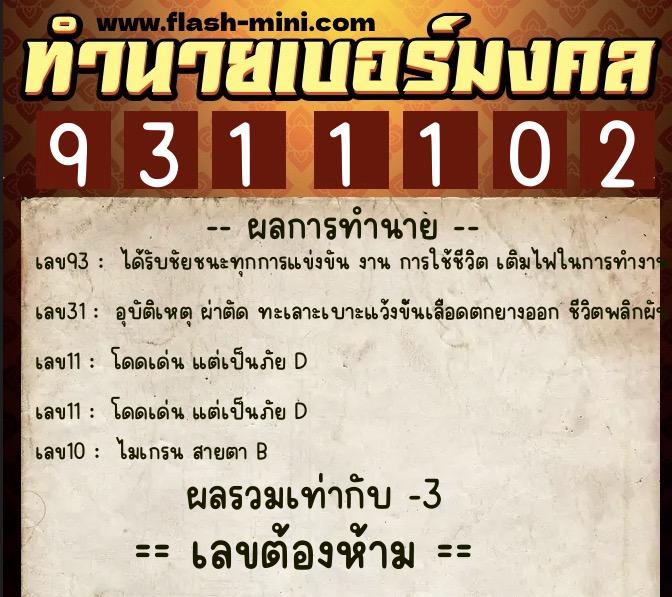 ทำนายเบอร์มงคล 0XX-9311102 ทำนายเบอร์มงคล หมายเลข 086-931110 ทำนายเบอร์มงคล 0XX-9311102 ทำนายเบอร์มงคล หมายเลข 086-931110