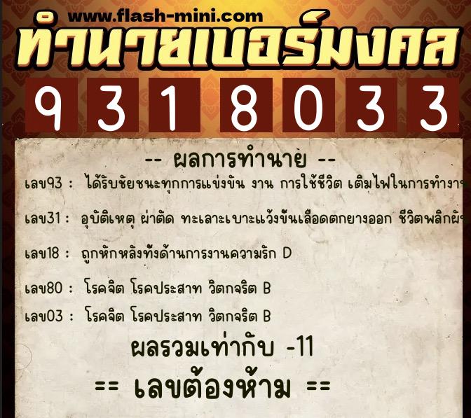 ทำนายเบอร์มงคล 0XX-9318033 ทำนายเบอร์มงคล หมายเลข 064-931803 ทำนายเบอร์มงคล 0XX-9318033 ทำนายเบอร์มงคล หมายเลข 064-931803