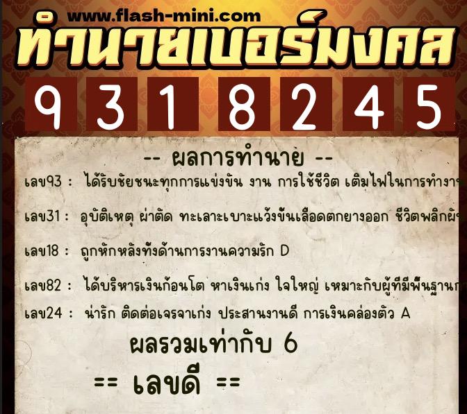 ทำนายเบอร์มงคล 0XX-9318245 ทำนายเบอร์มงคล หมายเลข 086-931824 ทำนายเบอร์มงคล 0XX-9318245 ทำนายเบอร์มงคล หมายเลข 086-931824