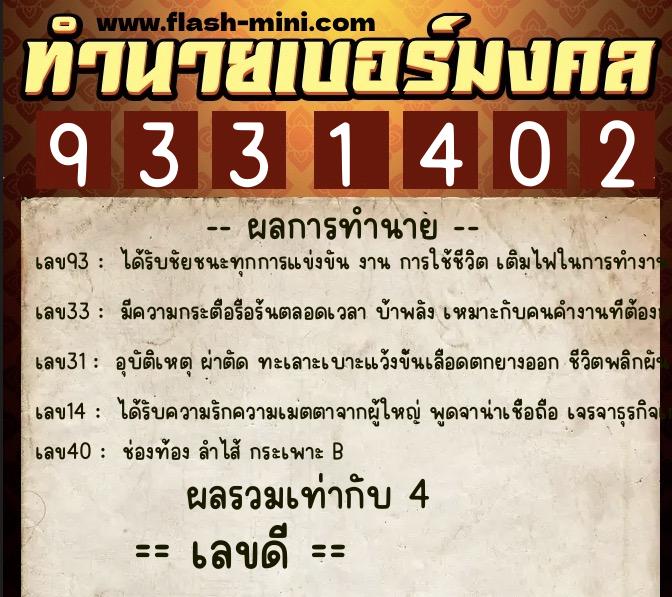 ทำนายเบอร์มงคล 0XX-9331402 ทำนายเบอร์มงคล หมายเลข 080-933140 ทำนายเบอร์มงคล 0XX-9331402 ทำนายเบอร์มงคล หมายเลข 080-933140