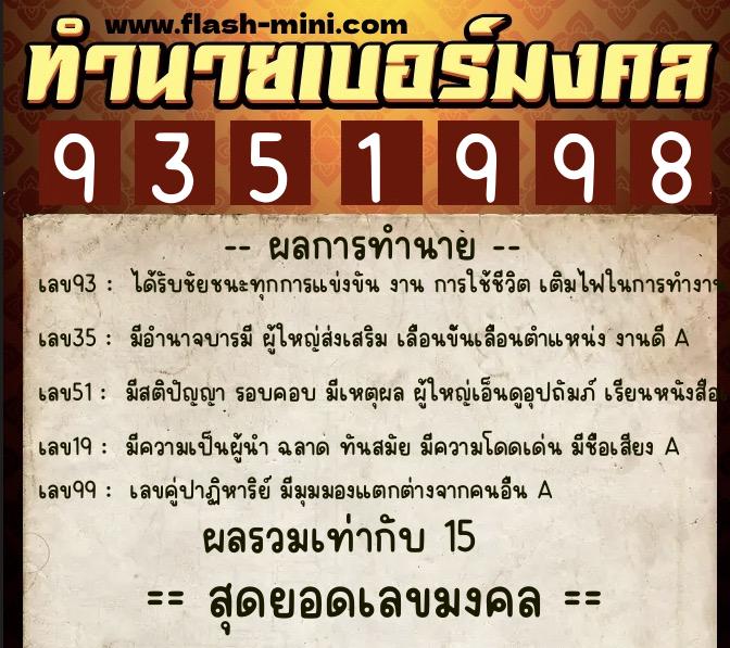 ทำนายเบอร์มงคล 0XX-9351998 ทำนายเบอร์มงคล หมายเลข 084-935199 ทำนายเบอร์มงคล 0XX-9351998 ทำนายเบอร์มงคล หมายเลข 084-935199