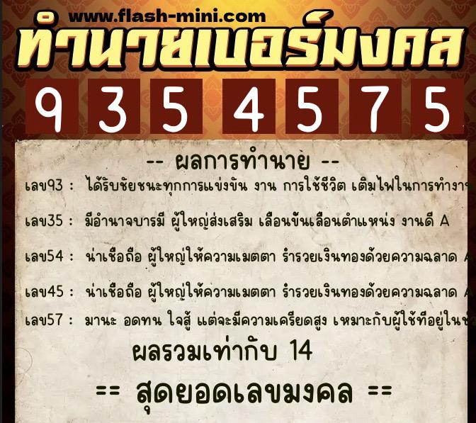 ทำนายเบอร์มงคล 0XX-9354575 ทำนายเบอร์มงคล หมายเลข 080-935457 ทำนายเบอร์มงคล 0XX-9354575 ทำนายเบอร์มงคล หมายเลข 080-935457