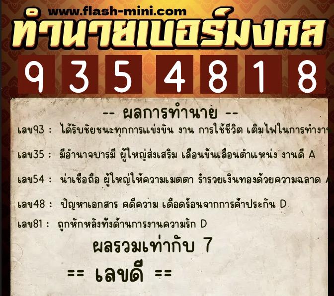 ทำนายเบอร์มงคล 0XX-9354818 ทำนายเบอร์มงคล หมายเลข 093-935481 ทำนายเบอร์มงคล 0XX-9354818 ทำนายเบอร์มงคล หมายเลข 093-935481