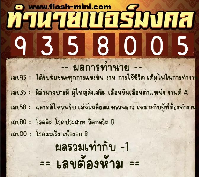 ทำนายเบอร์มงคล 0XX-9358005 ทำนายเบอร์มงคล หมายเลข 088-935800 ทำนายเบอร์มงคล 0XX-9358005 ทำนายเบอร์มงคล หมายเลข 088-935800
