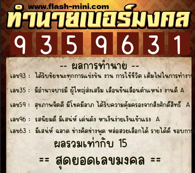 ทำนายเบอร์มงคล 0XX-9359631 ทำนายเบอร์มงคล หมายเลข 063-935963 ทำนายเบอร์มงคล 0XX-9359631 ทำนายเบอร์มงคล หมายเลข 063-935963