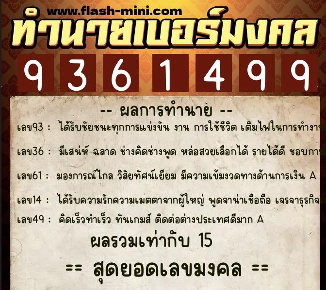 ทำนายเบอร์มงคล 0XX-9361499 ทำนายเบอร์มงคล หมายเลข 060-936149 ทำนายเบอร์มงคล 0XX-9361499 ทำนายเบอร์มงคล หมายเลข 060-936149