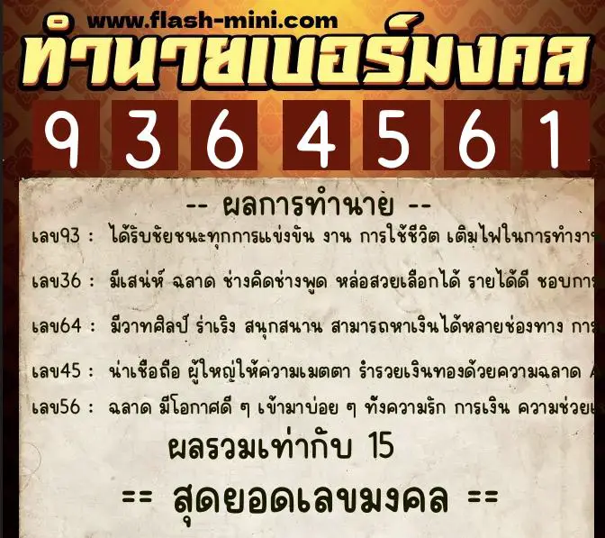 ทำนายเบอร์มงคล 0XX-9364561 ทำนายเบอร์มงคล หมายเลข 084-936456 ทำนายเบอร์มงคล 0XX-9364561 ทำนายเบอร์มงคล หมายเลข 084-936456