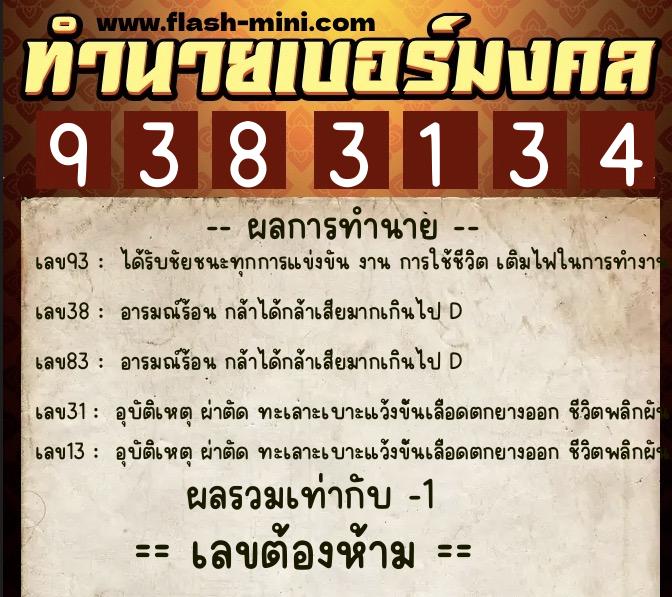 ทำนายเบอร์มงคล 0XX-9383134 ทำนายเบอร์มงคล หมายเลข 066-938313 ทำนายเบอร์มงคล 0XX-9383134 ทำนายเบอร์มงคล หมายเลข 066-938313