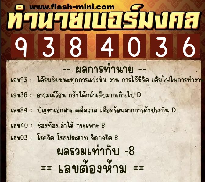 ทำนายเบอร์มงคล 0XX-9384036 ทำนายเบอร์มงคล หมายเลข 061-938403 ทำนายเบอร์มงคล 0XX-9384036 ทำนายเบอร์มงคล หมายเลข 061-938403