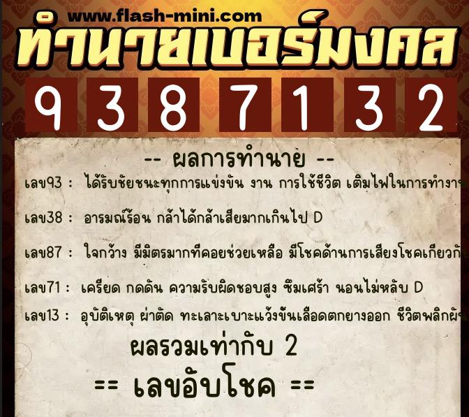 ทำนายเบอร์มงคล 0XX-9387132 ทำนายเบอร์มงคล หมายเลข 083-938713 ทำนายเบอร์มงคล 0XX-9387132 ทำนายเบอร์มงคล หมายเลข 083-938713
