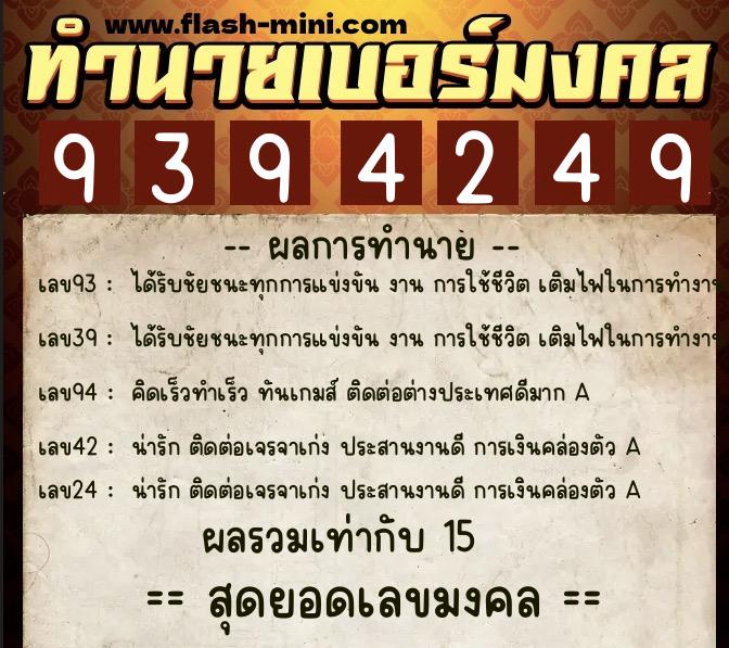 ทำนายเบอร์มงคล 0XX-9394249 ทำนายเบอร์มงคล หมายเลข 094-939424 ทำนายเบอร์มงคล 0XX-9394249 ทำนายเบอร์มงคล หมายเลข 094-939424