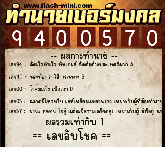 ทำนายเบอร์มงคล 0XX-9400570 ทำนายเบอร์มงคล หมายเลข 092-940057 ทำนายเบอร์มงคล 0XX-9400570 ทำนายเบอร์มงคล หมายเลข 092-940057