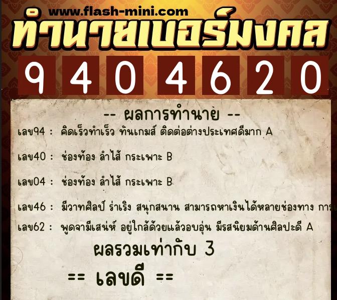 ทำนายเบอร์มงคล 0XX-9404620 ทำนายเบอร์มงคล หมายเลข 096-940462 ทำนายเบอร์มงคล 0XX-9404620 ทำนายเบอร์มงคล หมายเลข 096-940462