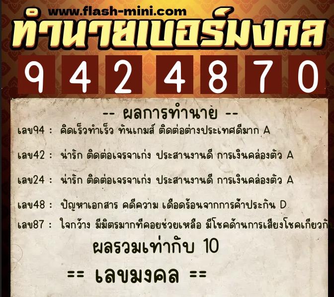 ทำนายเบอร์มงคล 0XX-9424870 ทำนายเบอร์มงคล หมายเลข 081-942487 ทำนายเบอร์มงคล 0XX-9424870 ทำนายเบอร์มงคล หมายเลข 081-942487