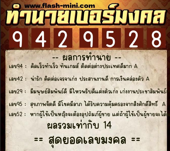 ทำนายเบอร์มงคล 0XX-9429528 ทำนายเบอร์มงคล หมายเลข 065-942952 ทำนายเบอร์มงคล 0XX-9429528 ทำนายเบอร์มงคล หมายเลข 065-942952