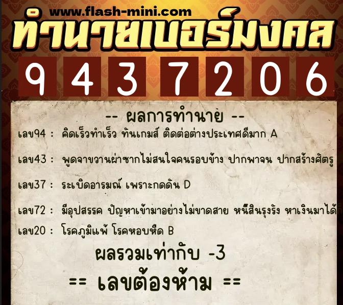 ทำนายเบอร์มงคล 0XX-9437206 ทำนายเบอร์มงคล หมายเลข 064-943720 ทำนายเบอร์มงคล 0XX-9437206 ทำนายเบอร์มงคล หมายเลข 064-943720