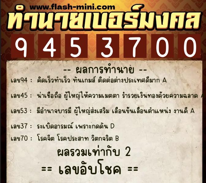 ทำนายเบอร์มงคล 0XX-9453700 ทำนายเบอร์มงคล หมายเลข 094-945370 ทำนายเบอร์มงคล 0XX-9453700 ทำนายเบอร์มงคล หมายเลข 094-945370