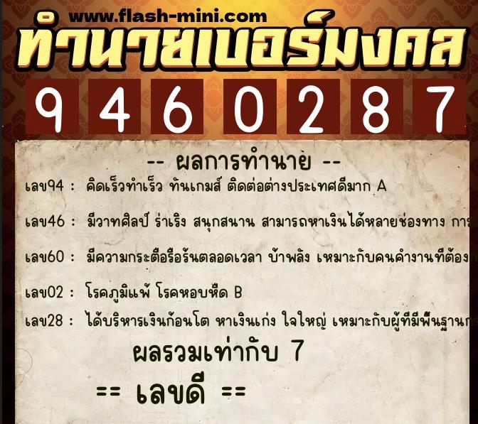 ทำนายเบอร์มงคล 0XX-9460287 ทำนายเบอร์มงคล หมายเลข 095-946028 ทำนายเบอร์มงคล 0XX-9460287 ทำนายเบอร์มงคล หมายเลข 095-946028