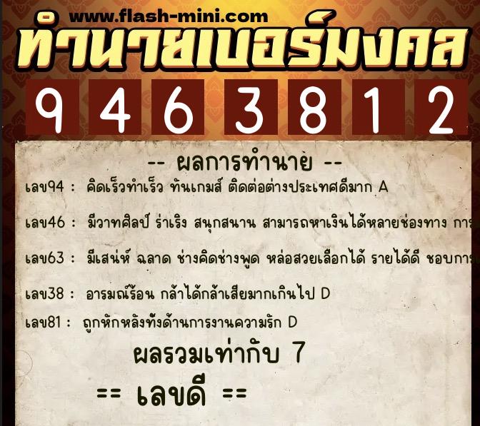 ทำนายเบอร์มงคล 0XX-9463812 ทำนายเบอร์มงคล หมายเลข 098-946381 ทำนายเบอร์มงคล 0XX-9463812 ทำนายเบอร์มงคล หมายเลข 098-946381