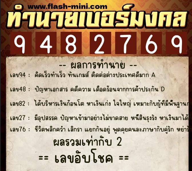ทำนายเบอร์มงคล 0XX-9482769 ทำนายเบอร์มงคล หมายเลข 060-948276 ทำนายเบอร์มงคล 0XX-9482769 ทำนายเบอร์มงคล หมายเลข 060-948276