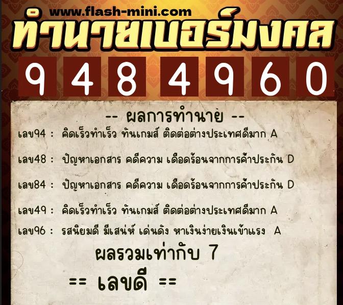 ทำนายเบอร์มงคล 0XX-9484960 ทำนายเบอร์มงคล หมายเลข 062-948496 ทำนายเบอร์มงคล 0XX-9484960 ทำนายเบอร์มงคล หมายเลข 062-948496