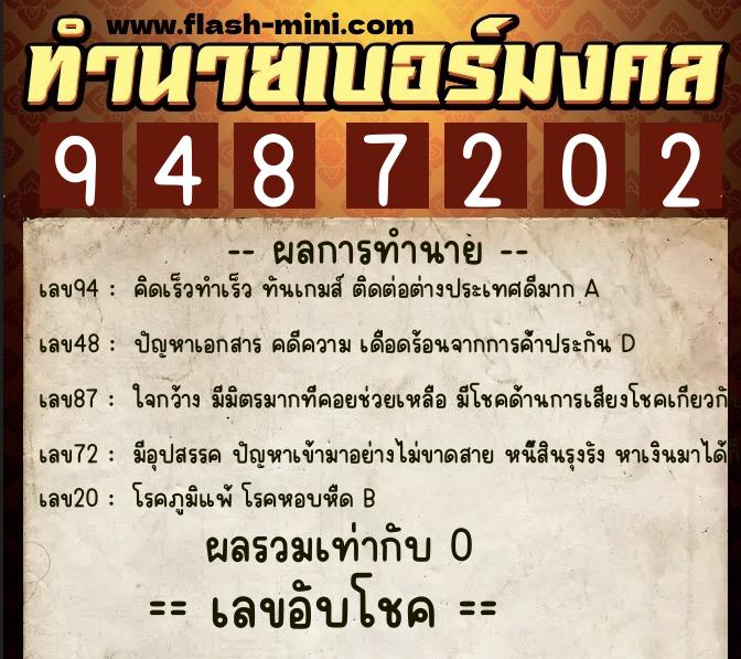 ทำนายเบอร์มงคล 0XX-9487202 ทำนายเบอร์มงคล หมายเลข 084-948720 ทำนายเบอร์มงคล 0XX-9487202 ทำนายเบอร์มงคล หมายเลข 084-948720