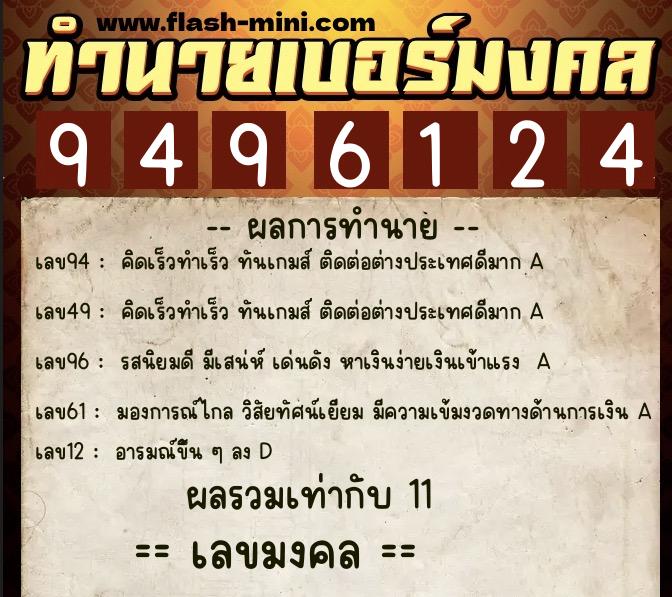 ทำนายเบอร์มงคล 0XX-9496124 ทำนายเบอร์มงคล หมายเลข 068-949612 ทำนายเบอร์มงคล 0XX-9496124 ทำนายเบอร์มงคล หมายเลข 068-949612