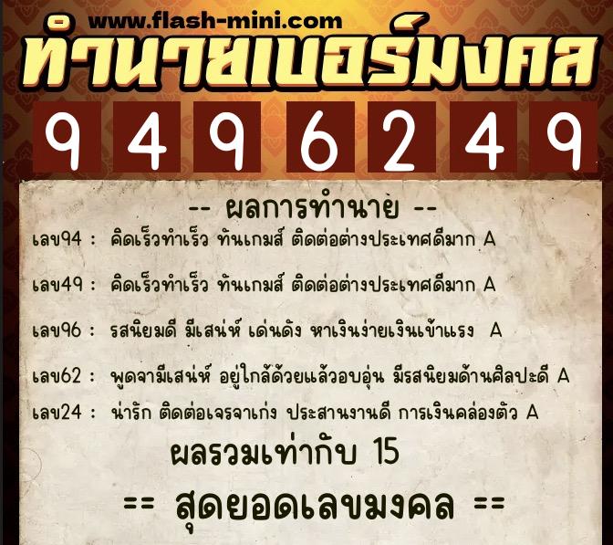 ทำนายเบอร์มงคล 0XX-9496249 ทำนายเบอร์มงคล หมายเลข 068-949624 ทำนายเบอร์มงคล 0XX-9496249 ทำนายเบอร์มงคล หมายเลข 068-949624
