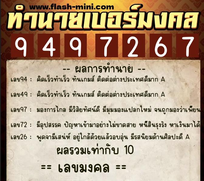 ทำนายเบอร์มงคล 0XX-9497267 ทำนายเบอร์มงคล หมายเลข 084-949726 ทำนายเบอร์มงคล 0XX-9497267 ทำนายเบอร์มงคล หมายเลข 084-949726