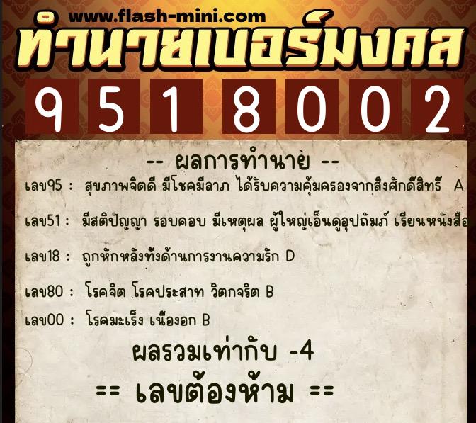 ทำนายเบอร์มงคล 0XX-9518002 ทำนายเบอร์มงคล หมายเลข 062-951800 ทำนายเบอร์มงคล 0XX-9518002 ทำนายเบอร์มงคล หมายเลข 062-951800