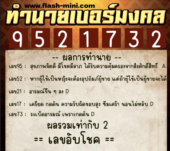 ทำนายเบอร์มงคล 0XX-9521732 ทำนายเบอร์มงคล หมายเลข 089-952173 ทำนายเบอร์มงคล 0XX-9521732 ทำนายเบอร์มงคล หมายเลข 089-952173