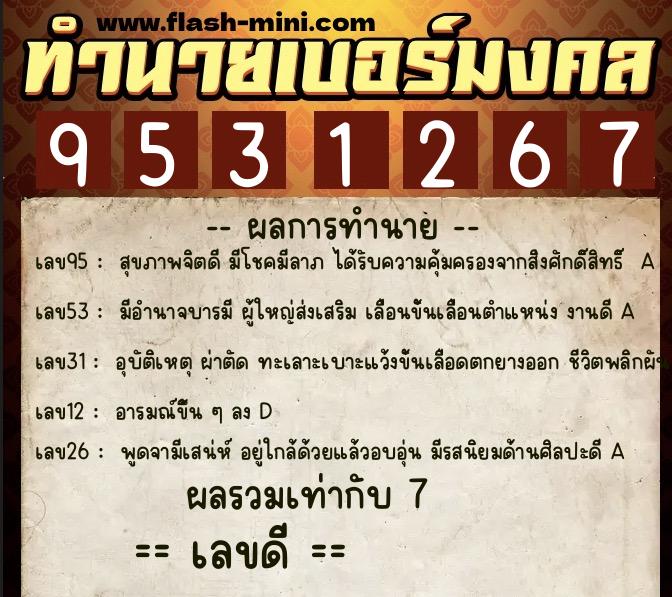 ทำนายเบอร์มงคล 0XX-9531267 ทำนายเบอร์มงคล หมายเลข 085-953126 ทำนายเบอร์มงคล 0XX-9531267 ทำนายเบอร์มงคล หมายเลข 085-953126