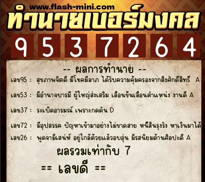 ทำนายเบอร์มงคล 0XX-9537264 ทำนายเบอร์มงคล หมายเลข 084-953726 ทำนายเบอร์มงคล 0XX-9537264 ทำนายเบอร์มงคล หมายเลข 084-953726