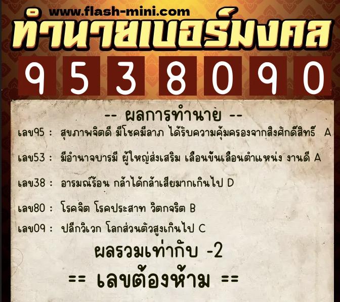 ทำนายเบอร์มงคล 0XX-9538090 ทำนายเบอร์มงคล หมายเลข 097-953809 ทำนายเบอร์มงคล 0XX-9538090 ทำนายเบอร์มงคล หมายเลข 097-953809