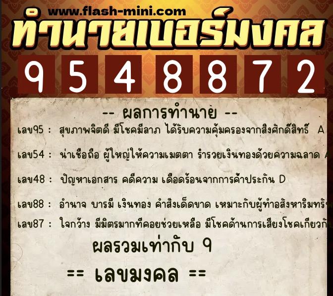 ทำนายเบอร์มงคล 0XX-9548872 ทำนายเบอร์มงคล หมายเลข 080-954887 ทำนายเบอร์มงคล 0XX-9548872 ทำนายเบอร์มงคล หมายเลข 080-954887