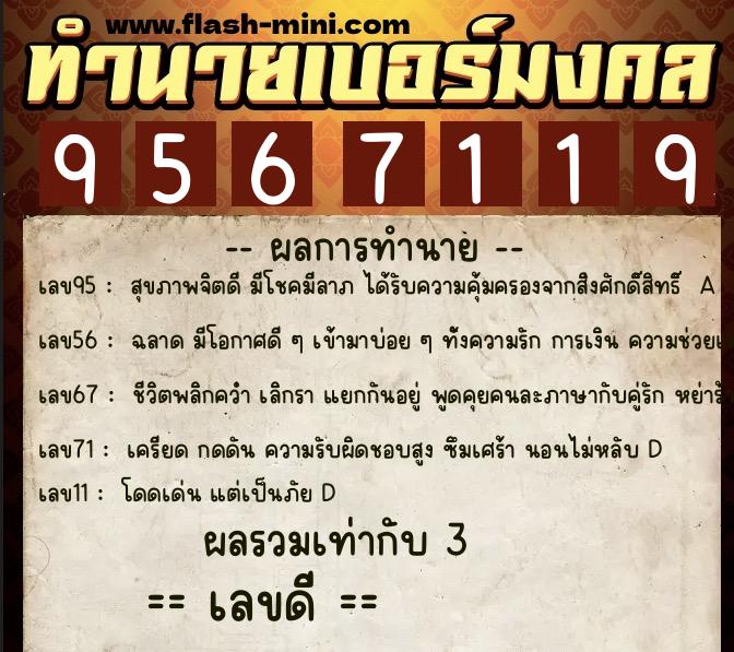 ทำนายเบอร์มงคล 0XX-9567119 ทำนายเบอร์มงคล หมายเลข 083-956711 ทำนายเบอร์มงคล 0XX-9567119 ทำนายเบอร์มงคล หมายเลข 083-956711
