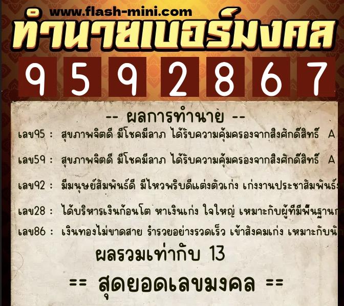 ทำนายเบอร์มงคล 0XX-9592867 ทำนายเบอร์มงคล หมายเลข 087-959286 ทำนายเบอร์มงคล 0XX-9592867 ทำนายเบอร์มงคล หมายเลข 087-959286