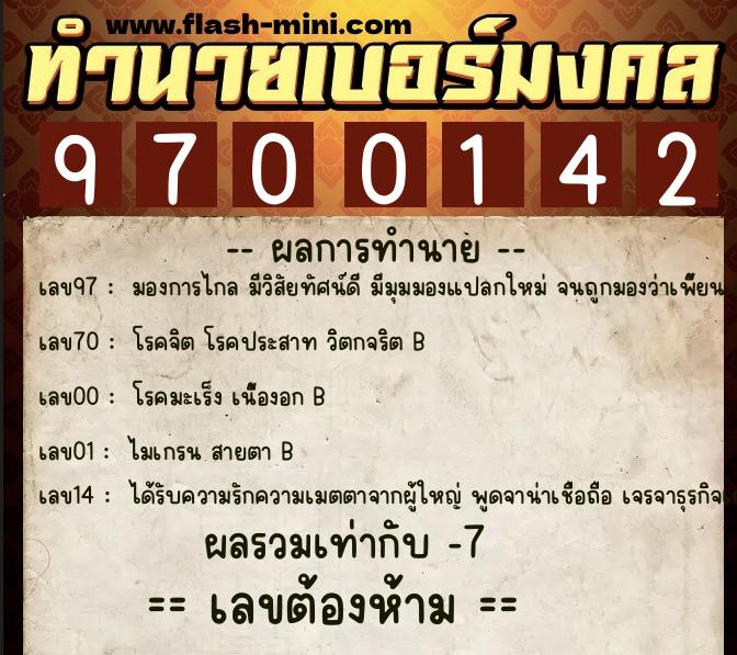 ทำนายเบอร์มงคล 0XX-9700142 ทำนายเบอร์มงคล หมายเลข 066-970014 ทำนายเบอร์มงคล 0XX-9700142 ทำนายเบอร์มงคล หมายเลข 066-970014