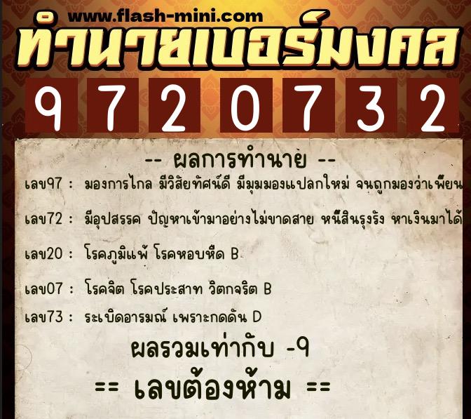 ทำนายเบอร์มงคล 0XX-9720732 ทำนายเบอร์มงคล หมายเลข 090-972073 ทำนายเบอร์มงคล 0XX-9720732 ทำนายเบอร์มงคล หมายเลข 090-972073