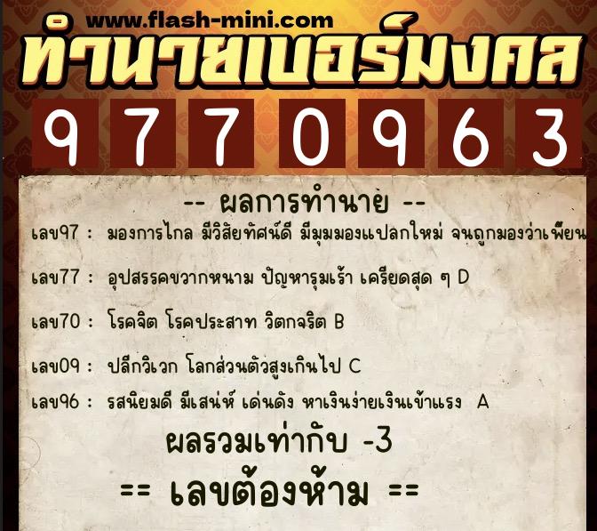 ทำนายเบอร์มงคล 0XX-9770963 ทำนายเบอร์มงคล หมายเลข 096-977096 ทำนายเบอร์มงคล 0XX-9770963 ทำนายเบอร์มงคล หมายเลข 096-977096