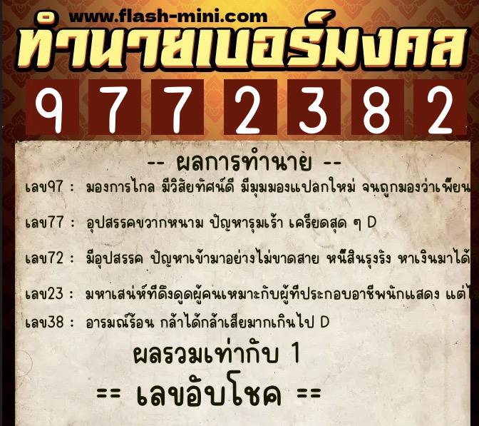 ทำนายเบอร์มงคล 0XX-9772382 ทำนายเบอร์มงคล หมายเลข 094-977238 ทำนายเบอร์มงคล 0XX-9772382 ทำนายเบอร์มงคล หมายเลข 094-977238