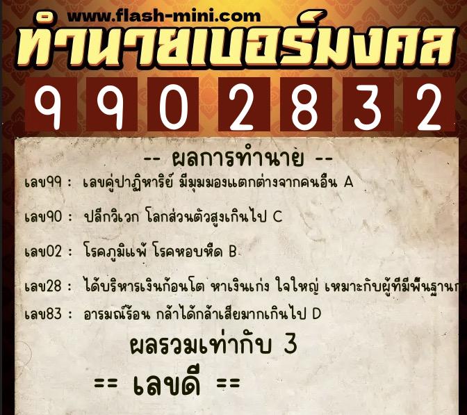 ทำนายเบอร์มงคล 0XX-9902832 ทำนายเบอร์มงคล หมายเลข 064-990283 ทำนายเบอร์มงคล 0XX-9902832 ทำนายเบอร์มงคล หมายเลข 064-990283