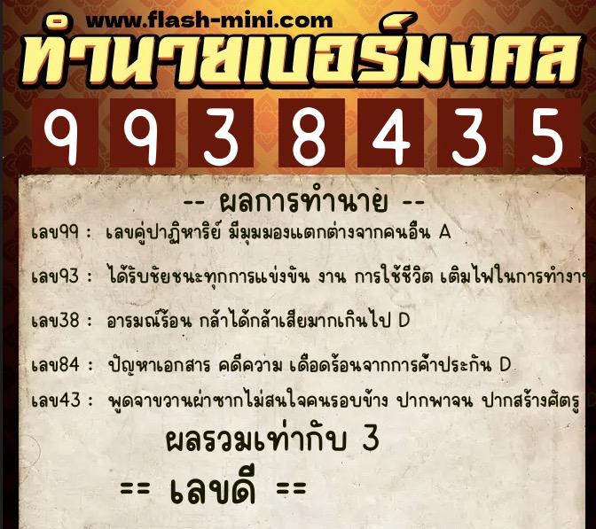 ทำนายเบอร์มงคล 0XX-9938435  ทำนายเบอร์มงคล หมายเลข 061-993843  ทำนายเบอร์มงคล 0XX-9938435  ทำนายเบอร์มงคล หมายเลข 061-993843