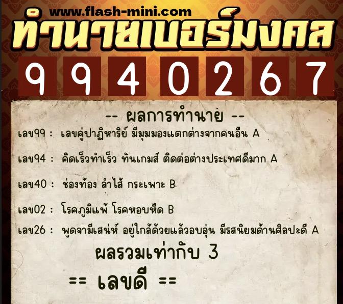 ทำนายเบอร์มงคล 0XX-9940267 ทำนายเบอร์มงคล หมายเลข 067-994026 ทำนายเบอร์มงคล 0XX-9940267 ทำนายเบอร์มงคล หมายเลข 067-994026