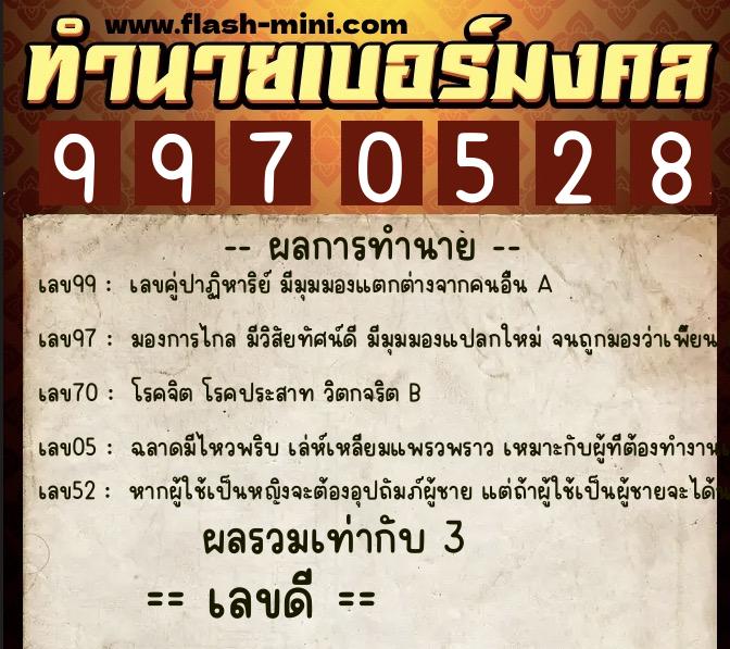ทำนายเบอร์มงคล 0XX-9970528 ทำนายเบอร์มงคล หมายเลข 066-997052 ทำนายเบอร์มงคล 0XX-9970528 ทำนายเบอร์มงคล หมายเลข 066-997052