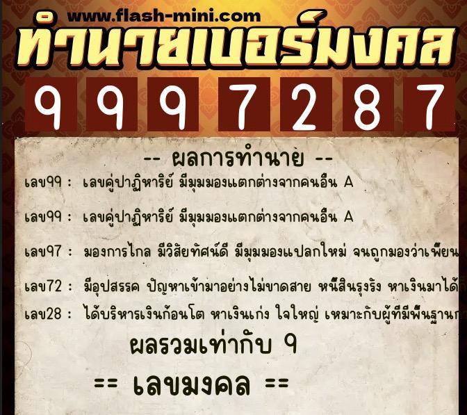 ทำนายเบอร์มงคล 0XX-9997287 ทำนายเบอร์มงคล หมายเลข 066-999728 ทำนายเบอร์มงคล 0XX-9997287 ทำนายเบอร์มงคล หมายเลข 066-999728