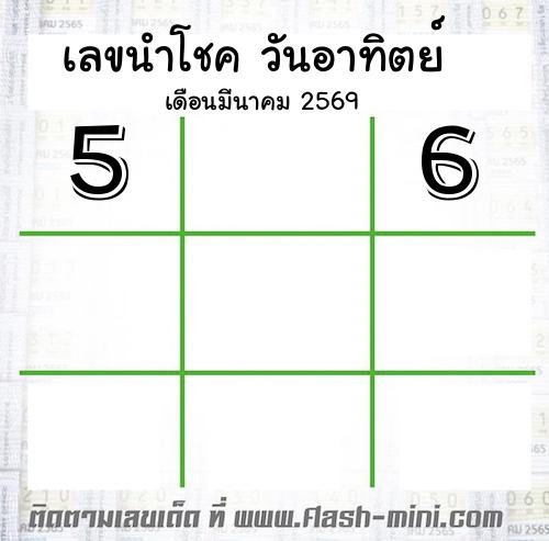  เลขนำโชค วันอาทิตย์  เดือนมีนาคม 2569 
